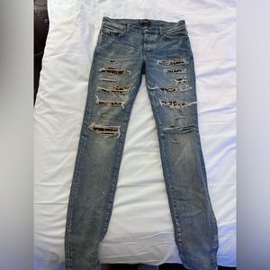 AMIRI DENIM WITH CHEETAH ACCENT